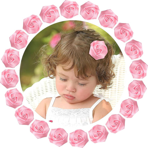 YAKA 20pcs Handmade Stereo Fabric Rose Flowers for DIY Headdress Flowers Headbands Clips,Rose Wedding Decor Hair Bow Appliques Craft Sewing Access...