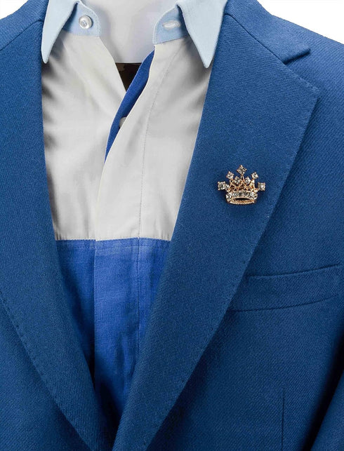 Knighthood Men's Golden Crown With Stone Detailing Lapel Pin/Brooch Golden...