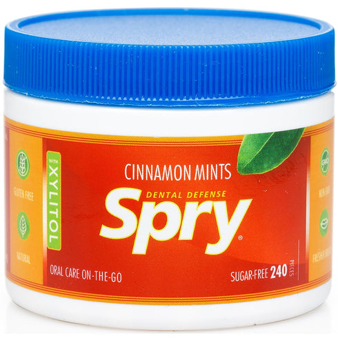 Spry Xylitol Cinnamon Mints Sugar Free Candy - Promote Oral Health, Increase Saliva Production, Stop Bad Breath, Non-GMO, Gluten-Free, 240 Count (...