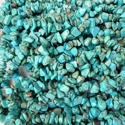 90 Inches Howlite Turquoise Irregular Shaped Crystal and Healing Tumbled Chip Stone Beads for Jewelry Making...