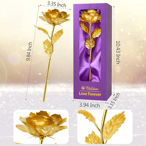 Childom Birthday Gifts for Women,Christmas Rose Gifts for Mom,Gold Rose Present for Her,Wife,Sweet Artificial Flower for Grandma,Daughter,Women,Ch...