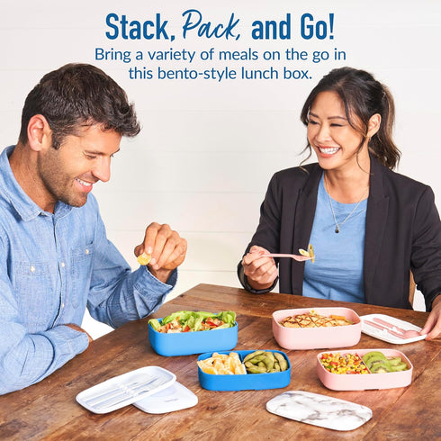 Bentgo Classic - Adult Bento Box, Stackable 3-Compartment Lunch Box with Removable Utensil Set and Sealing Strap, BPA-Free, Food Container Ideal f...