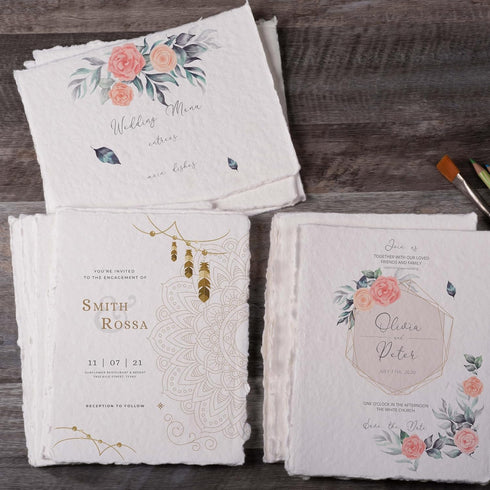 Watercolor Paper, 140lb(300gsm), 8x6 Inches, 25 Sheets, Handmade Deckle Edge Paper, Textured, Mixed Media, Cold Press Pad for Calligraphy, Sketchi...