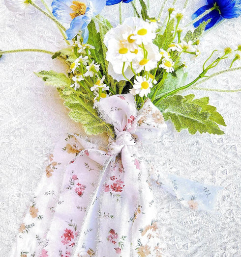 3 Roll 1.5In Wide 16 Yard Floral Chiffon Ribbon Fringe Silk Ribbon Handmade Frayed Edges Ribbon for Christmas Wedding Party Decor, Bridal Bouquet,...