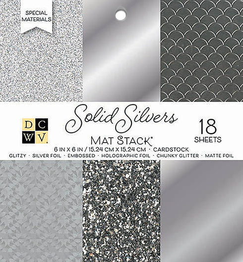 DCWV Heavy Duty Cardstock Paper 6x6 - Silver Foil, Metallic, Holographic, Matte, Embossed, and Glitter Cardstock Styles - Single Sided Scrapbook P...