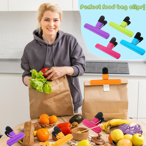 15 Pcs Bag Clip Set Includes 5 Pcs Large Chip Bag Clips and 10 Pcs Small Snack Sealing Clip for Kids Adults Food Storage Kitchen Snacks Home Offic...