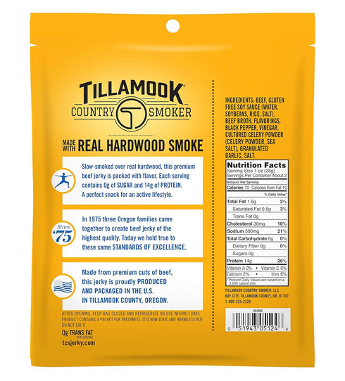 Tillamook Country Smoker Keto Friendly Zero Sugar Beef Jerky Variety Pack, Original & Black Pepper, 2.2 Ounce (Pack of 4)...