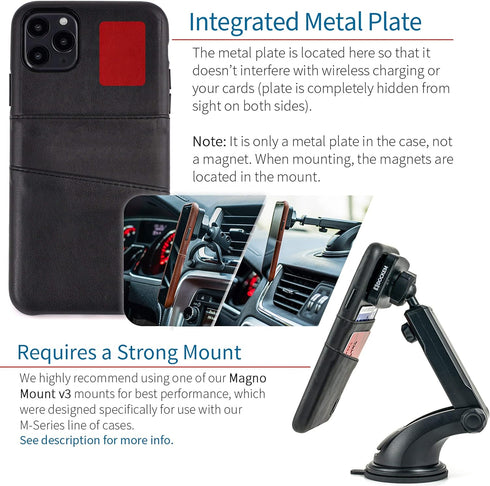 Dockem Wallet Case for iPhone 11 Pro Max: Built-in Metal Plate for Magnetic Mounting & 2 Credit Card Holder Slots (6.5" Exec M2, Synthetic Leather...