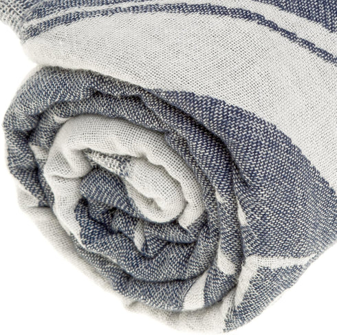 Bersuse 100% Cotton Kona Turkish Towel Beach Towel Bath Towel Dual Layer Peshtemal Beach Blanket Beach Essentials - 37x70 Inches, Dark Blue...