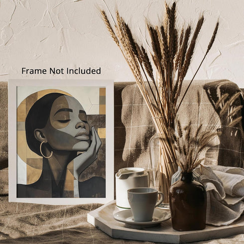 Posterizer 1 pcs-African woman with gold hoop-chic art-Afro-American Art Collection-Abstract & Modern Art-Chic Home Decor- unframed wall art...