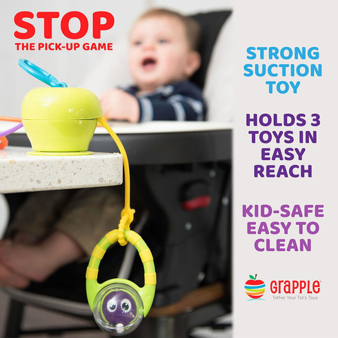 Suction Cup High Chair Toys Holder | 3 Toy Tethers Keep Toys from Falling | Holds Teethers, Snack Cups | for Babies 6-12 Months | Perfect for Trav...