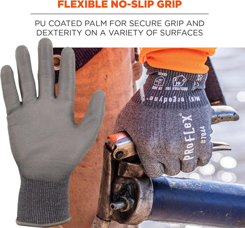 Ergodyne unisex adult ANSI A4 PU Coated CR Gloves, Gray, Extra Large US...