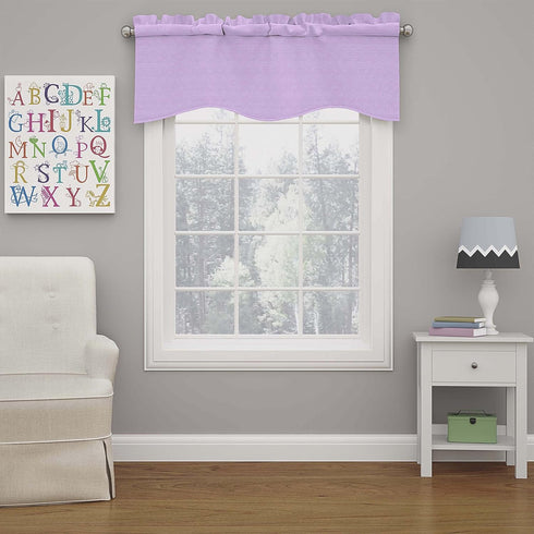 Eclipse Kendall Modern Scalloped Valance Rod Pocket Window Curtain for Kitchen or Bathroom, 42" x 18", Light Purple...