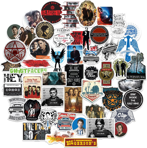 Supernatural Stickers Die Cut Vinyl Sticker Variety Pack - Laptop, Water Bottle, Scrapbooking, Tablet, Skateboard, Indoor/Outdoor - Set of 50...