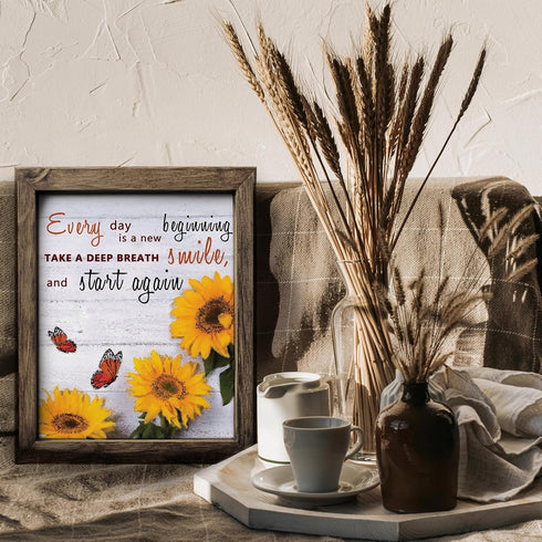 Posterizer 1 pcs-Every day is a new beginning-Motivational & Inspirational Art-Floral & Botanical Art-Gifts for Women-Decor for Home & Office- UNF...