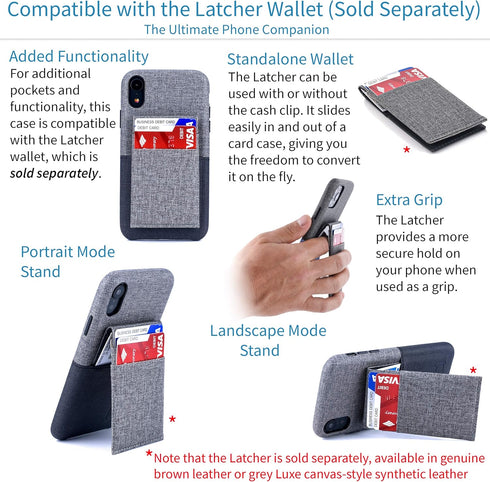 Dockem M1 Card Case for iPhone XR (6.1"): Slim Canvas Style Faux Leather Wallet Case with Built-in Metal Plate for Magnetic Mounting and Lay-Flat ...