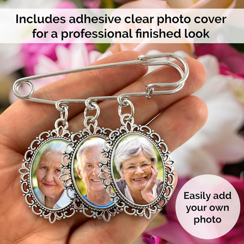 Wedding Boutonniere Photo Charm Bouquet Pin Lapel Mother of the Bride Groom with Photo Resizing Software...