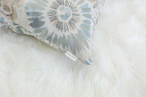 Pack of 2 Decorative Throw Pillows Cases Cushion Cover for Sofa Couch Bed,Sunflower Pattern,20x20 Inches,Blue Cream...