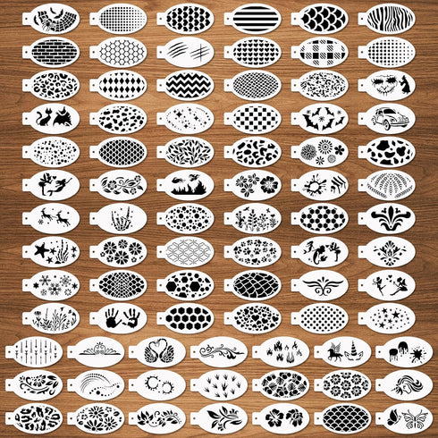 81 Pcs Face Painting Stencils 3"x5.5", Body Facial Painting Stencils, Reusable Flowers Mermaid Scale Leopard Cracks Claw Stencils Makeup Kit Face ...
