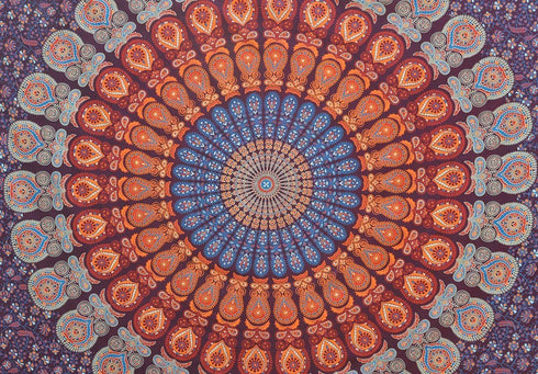 Popular Handicrafts Tapestry Wall Hanging Hippie Mandala Bohemian Hippy Psychedelic Design Indian Peacock Meditation Gypsy Tapestries Bedspread 54...