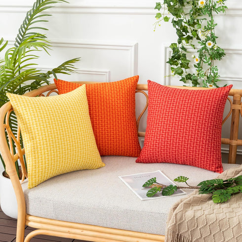 UGASA Outdoor Waterproof Pillow Covers Pack of 2 Weaving Texture Water Resistant Outside Decorative Pillow Cases for Patio Garden Porch Yard Bench...