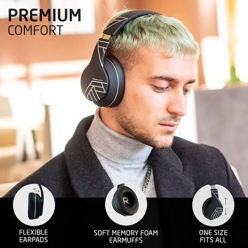 PowerLocus Wireless Bluetooth Headphones, Over Ear Headphones with Microphone, 50H Playtime, HiFi Stereo Sound, Deep Bass, Soft Earmuffs, Foldable...