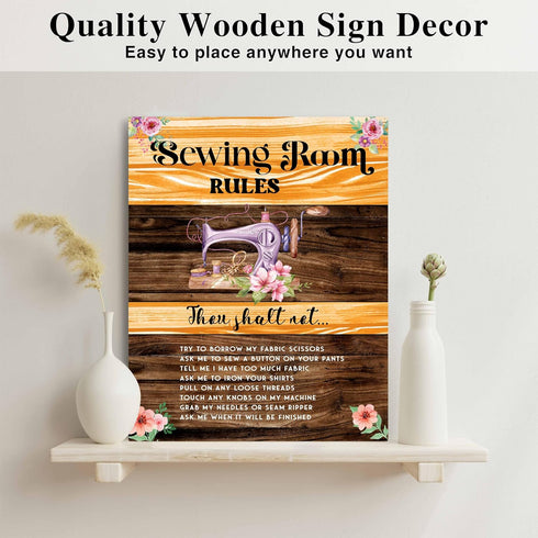 Sewing Room Rules Wall Art Hanging Decor, Sewing Notions Supplies Gifts for Quilters, Sewing Lover Gifts for Home Office Bar Farm Store Garage (A0...