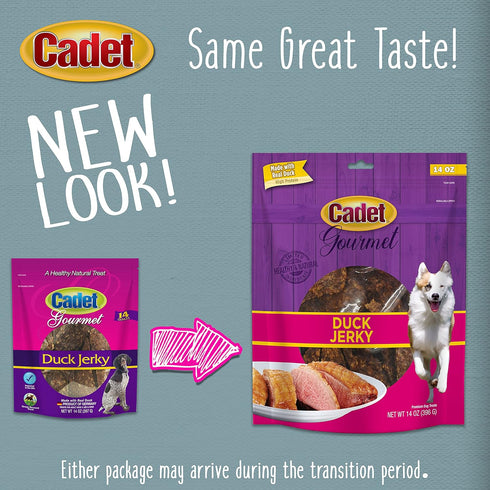Cadet Gourmet Duck Jerky Dog Treats - Healthy & Natural Duck Dog Training Treats for Small & Large Dogs - Inspected & Tested in USA (14 oz.)...