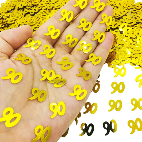 Number 90 Confetti Glitter Metallic Foil Table Party Decorations for Anniversary/Birthday/Wedding 1.5 oz(Golden 90)...