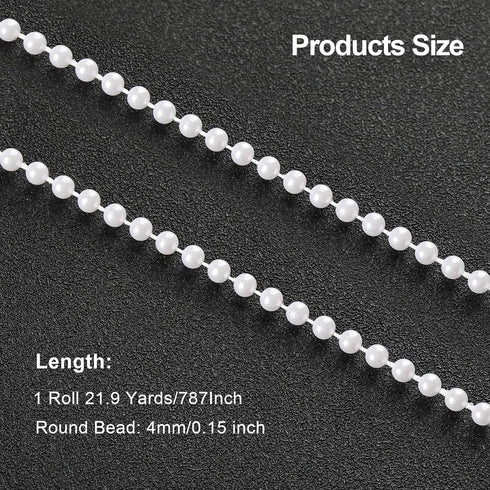 Approx 22 Yards White Pearl Spool Rope,Lmitation Pearl Beads Garland String Wedding Party Christmas Tree Decoration DIY Crafts...