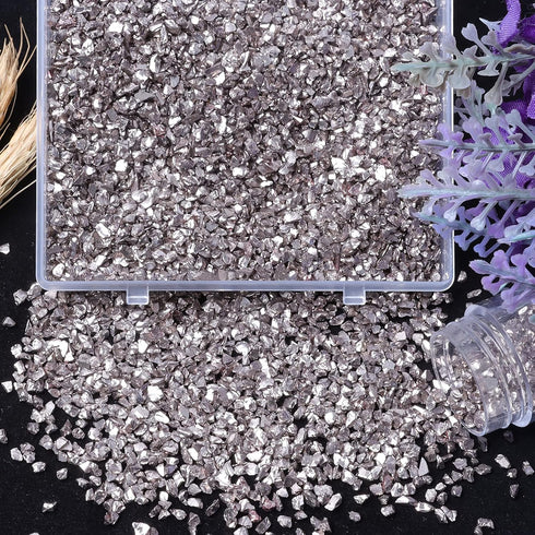 Crushed Glass Chips, 75g Irregular Metallic Chip Broken Glass Sprinkles Chunky Glitter for Gail Art,Painting,DIY Resin Mold,Phone Case Making,Jewe...