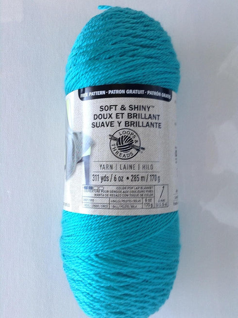 Loops & Threads Soft Shiny Yarn, 1 Ball, Aqua, 6 Ounces...