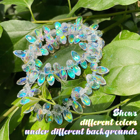 Hicarer 200 Pieces Teardrop Chandelier Crystal Pendants 6 x 12 mm AB Color Rainbow Crystal Beads for Chandelier Jewelry Making DIY Project Earring...