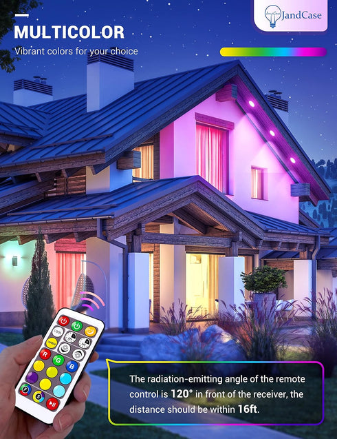 JandCase BR30 Color Changing Light Bulb, RGB+Warm+Cool White LED Flood Lights, 12W(100W Equivalent), 1050lm, Remote Control, Dimmable Multi-color ...