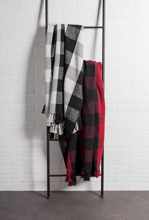 DII Buffalo Check Collection Rustic Farmhouse Throw Blanket with Tassles, 50x60, Black/White...