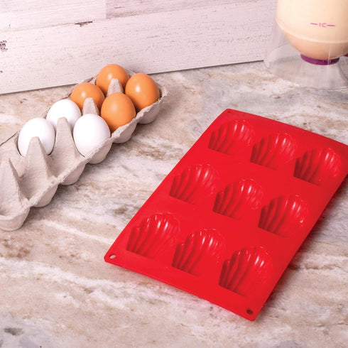 Mrs. Anderson's Baking Silicone 9-Cup Madeleine Cookie Pan, Non-Stick European-Grade Silicone...