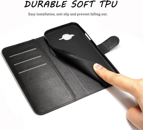 Galaxy J7 Neo/J700/Core/Nxt Case Wallet Black, Samsung Galaxy J7 2015 Leather Case, Slim PU Leather Flip Cover with Card Holder Kickstand Magnetic...