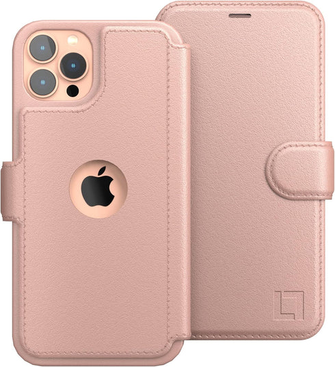 LUPA iPhone 11 Pro Flip Wallet Case - Slim Faux Leather Purse with Credit Card Holder, Rose Gold, 5.8 inch Display...