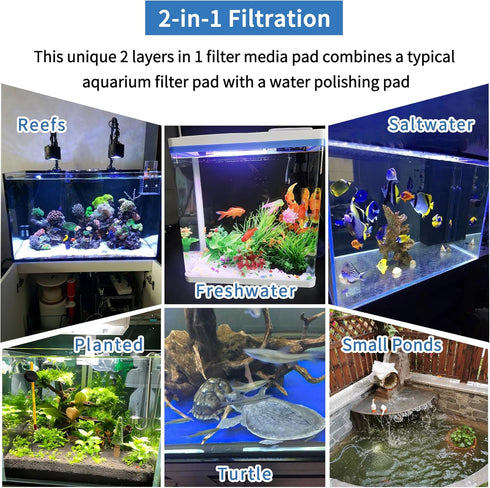Aquarium Filter Sponge Fish Tank Pond Filter Media Filters Pad for Fish Tank,Filter Freshwater, Saltwater Aquariums, Reusable Fish Pond Filter Mat...