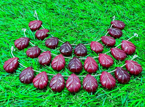 1 Strand Ruby 9 Pcs Beads Size 18X14Mm Leaf Shape Cut Smooth Beads For Jewellery Making, Beading & Craft Supplies Kcrafts-Rk_K35...