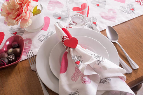 DII Valentine's Day Table Top Collection, Table Runner, 14x108, Hearts Collage...
