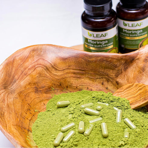 B’Leaf Nature Pure Organic Moringa Oleifera Leaf Powder Capsules 1000mg - Immune System & Energy Booster - Vegetarian Supplement for Healthy Livin...
