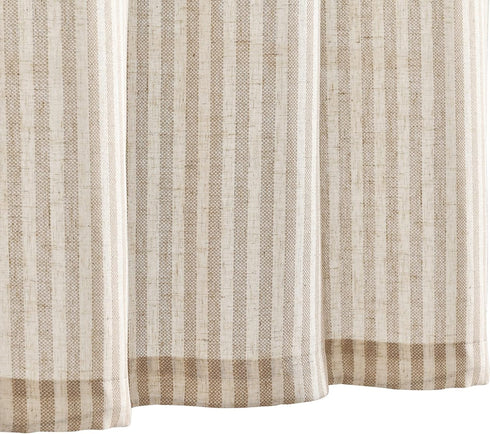 Vangao Kitchen Valance Linen Stripe Short Curtain Farmhouse Country Rustic Pinstripe Tickingstripe Light Filtering Rod Pocket Window Topper Treatm...