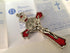 Hand Made St Benedict Cross Medal Crucifix 3" Tall Silver Plated with Red Enamel...