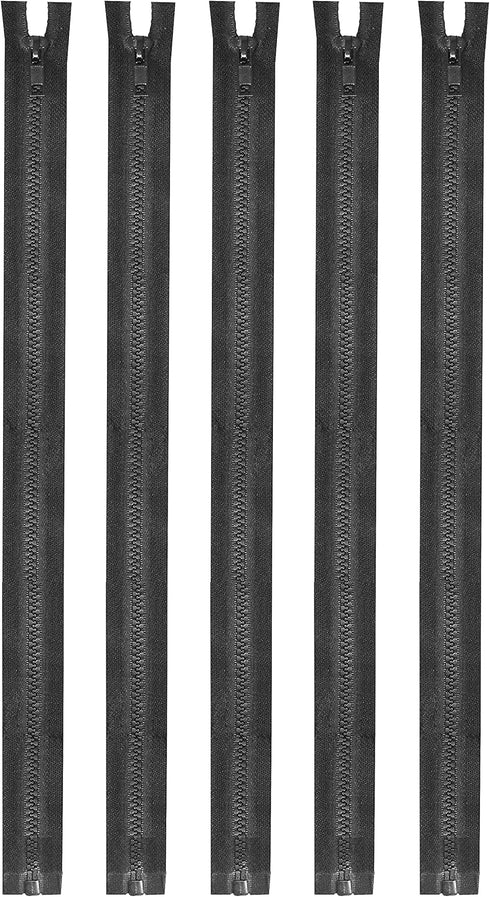 Mandala Crafts #5 Molded Resin Tooth Black Separating Zippers - 16 Inch Heavy Duty Plastic Zippers for Sewing Jackets, Coats, Bags, and Crafts...