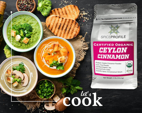 Spice Profile | USDA Organic Ceylon Cinnamon Powder | Resealable 4oz Pouch | 100% Pure & Raw | Sweet & Citrusy | Great for Cooking, Baking & Bever...