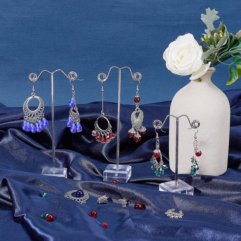 SUNNYCLUE 1 Box DIY Make 10 Pairs Chandelier Bohemian Earring Making Kit Including Flower Tibetan Style Caps Link Connector Charms Glass Beads for...