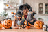 Halloween-Doll-Clothes Outfits Pumpkin with Lantern for 18-inch-Dolls - American Doll Halloween Costumes Gifts for Little Girls -Black...