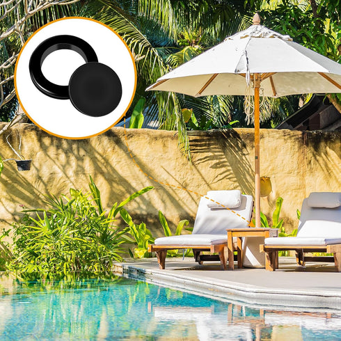 2 Pieces Silicone Patio Table Umbrella Hole Ring Plug and Cap Set for Outdoors Patio Garden Table Deck Yard, 2inch(Black)...