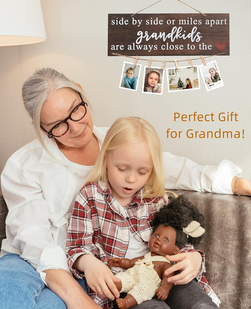 Grandparents Gifts from Grandchildren, Side by Side or Miles Apart Grandkids Photo Holder, Great Grandparents Day or Christmas Birthday Gifts for ...